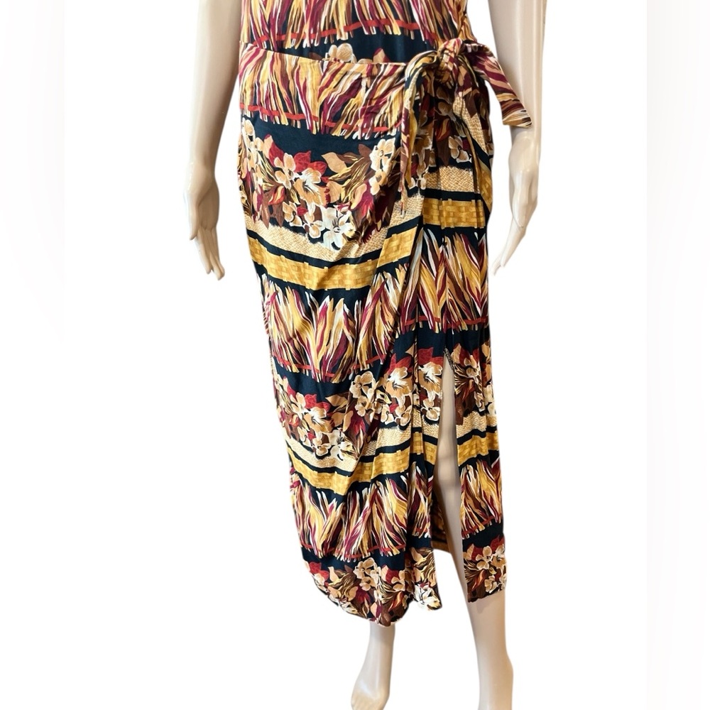 Maximalist ethnic Jessica Howard tropical beachy Print vintage Sarong Dress-10 - Picture 7 of 9